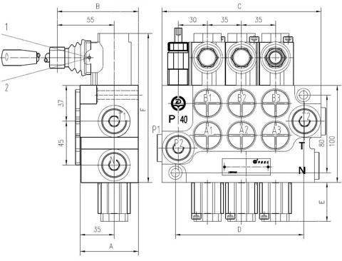 Válvula de comando monoblock Huade P40